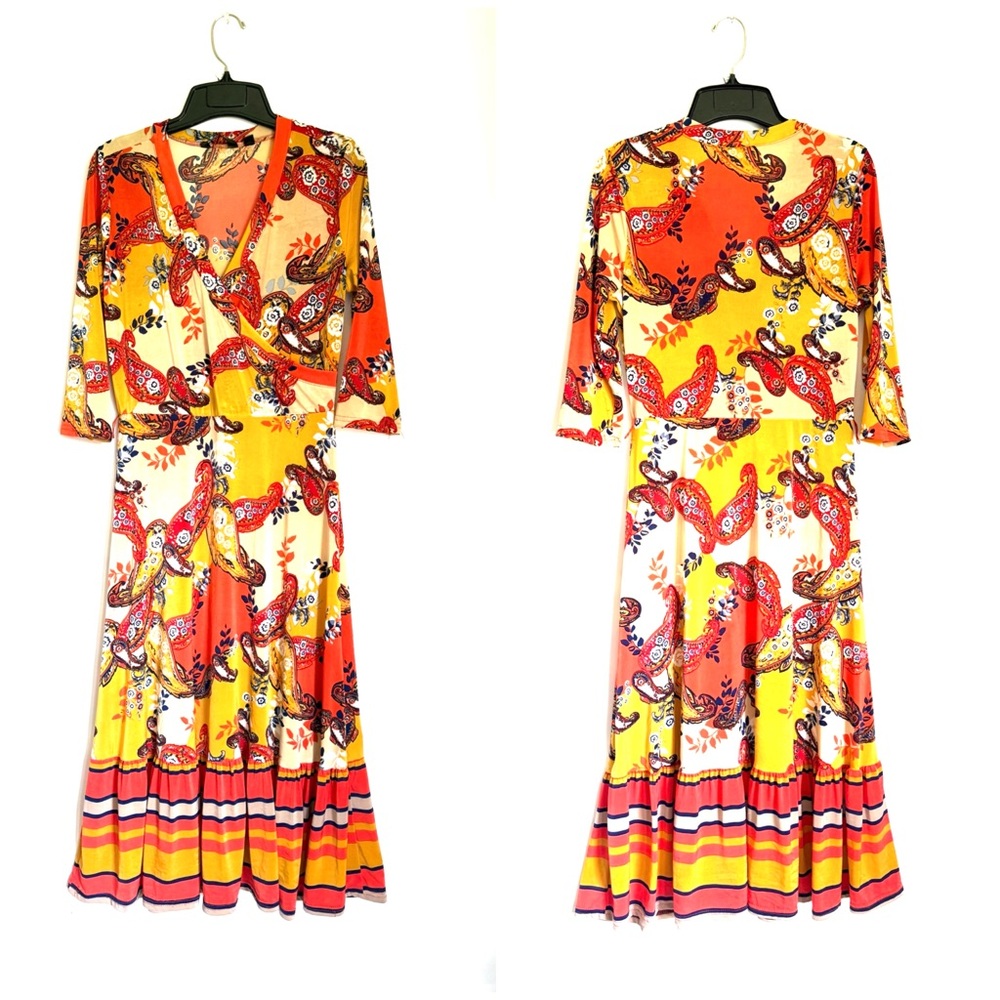 Mile Gabrielle Women S Vibrant Multicolor Paisley Madi Dress missing belt BOHO